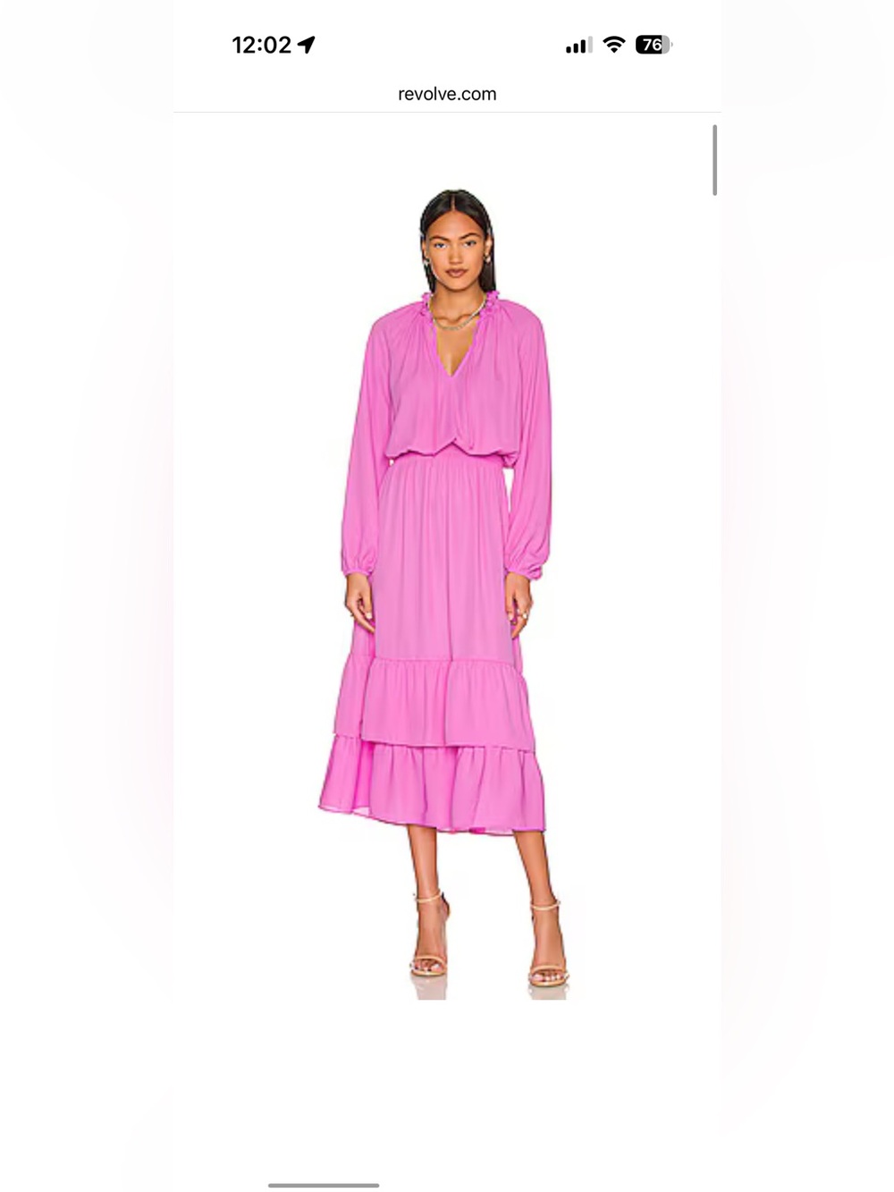 Show Me Your Mumu x Revolve Cait Midi Dress Bubble Gum Pink Tiered Pockets- Sz L